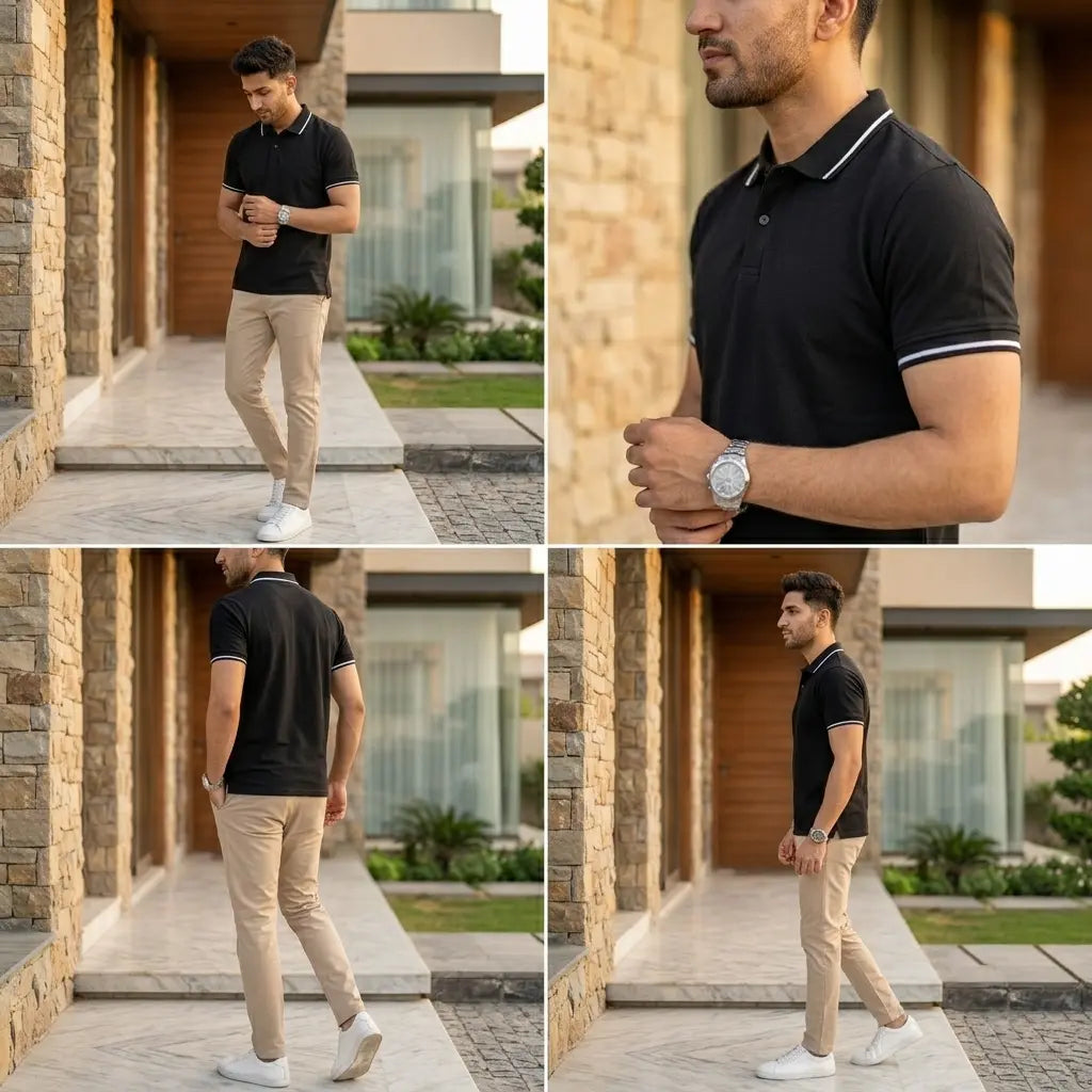Premium Men’s Polo T-Shirt in Pakistan – Smart Casual Style (Black)