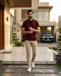 Premium Men’s Polo T-Shirt in Pakistan – Smart Casual Style (Maroon)