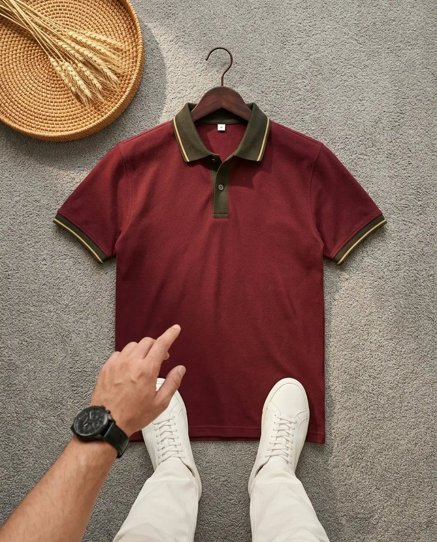 Premium Men’s Polo T-Shirt in Pakistan – Smart Casual Style (Maroon)