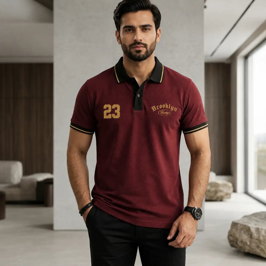 Premium Men’s Polo T-Shirt in Pakistan – Smart Casual Style (Maroon)