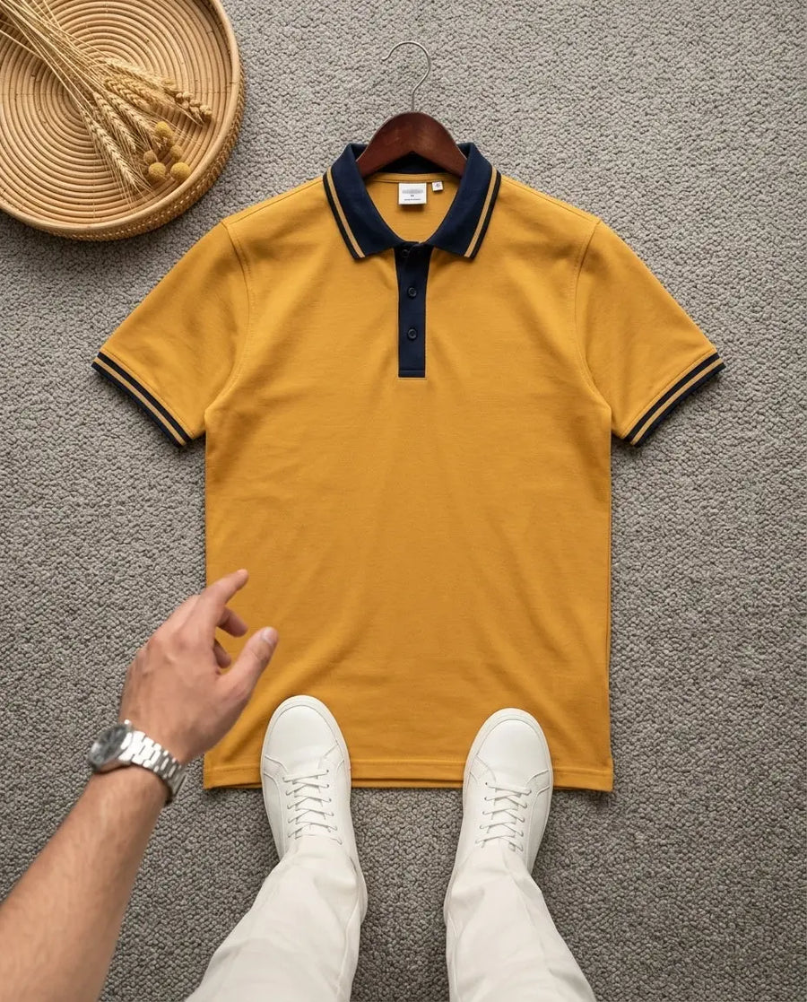 Premium Men’s Polo T-Shirt in Pakistan – Smart Casual Style (Mustard)