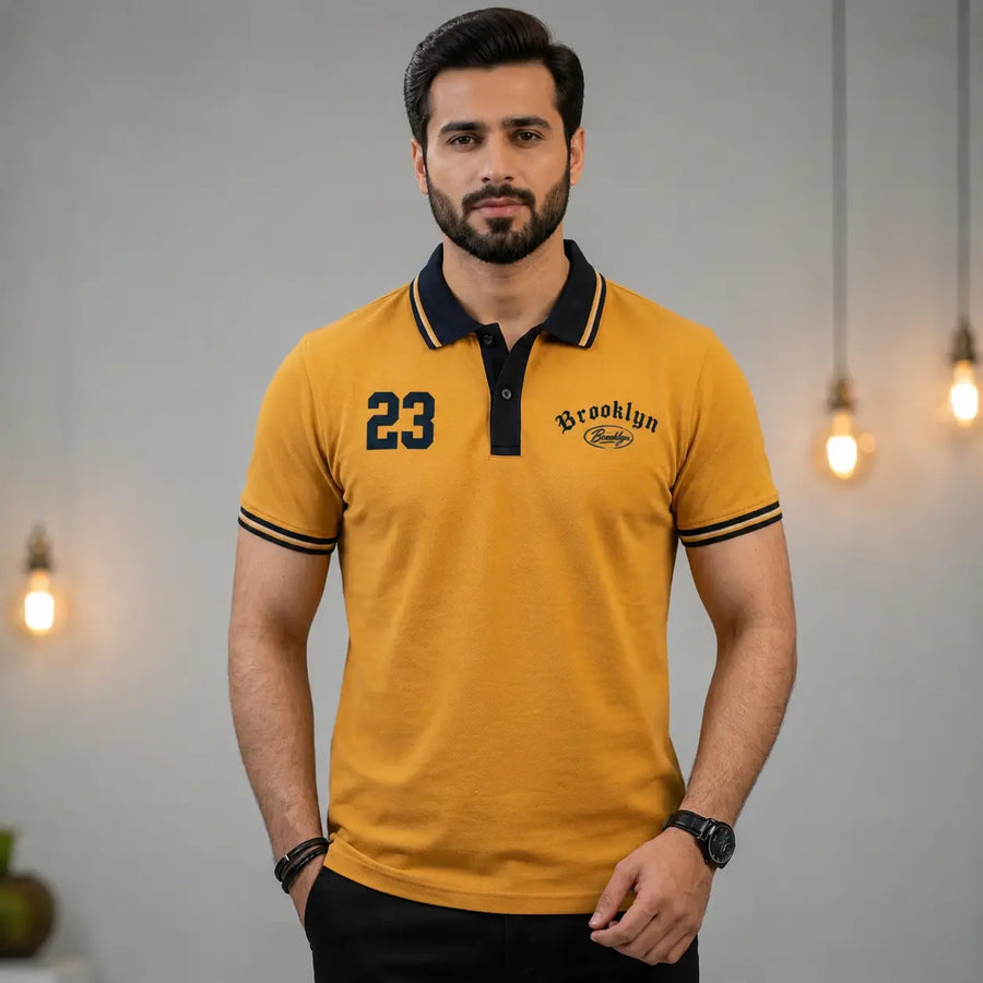 Premium Men’s Polo T-Shirt in Pakistan – Smart Casual Style (Mustard)