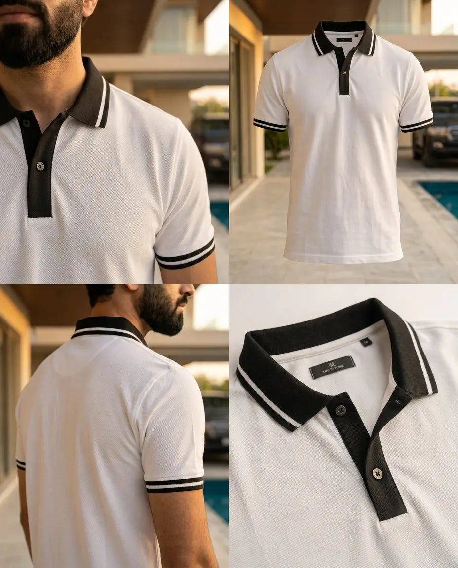 Premium Men’s Polo T-Shirt in Pakistan – Smart Casual Style (White)