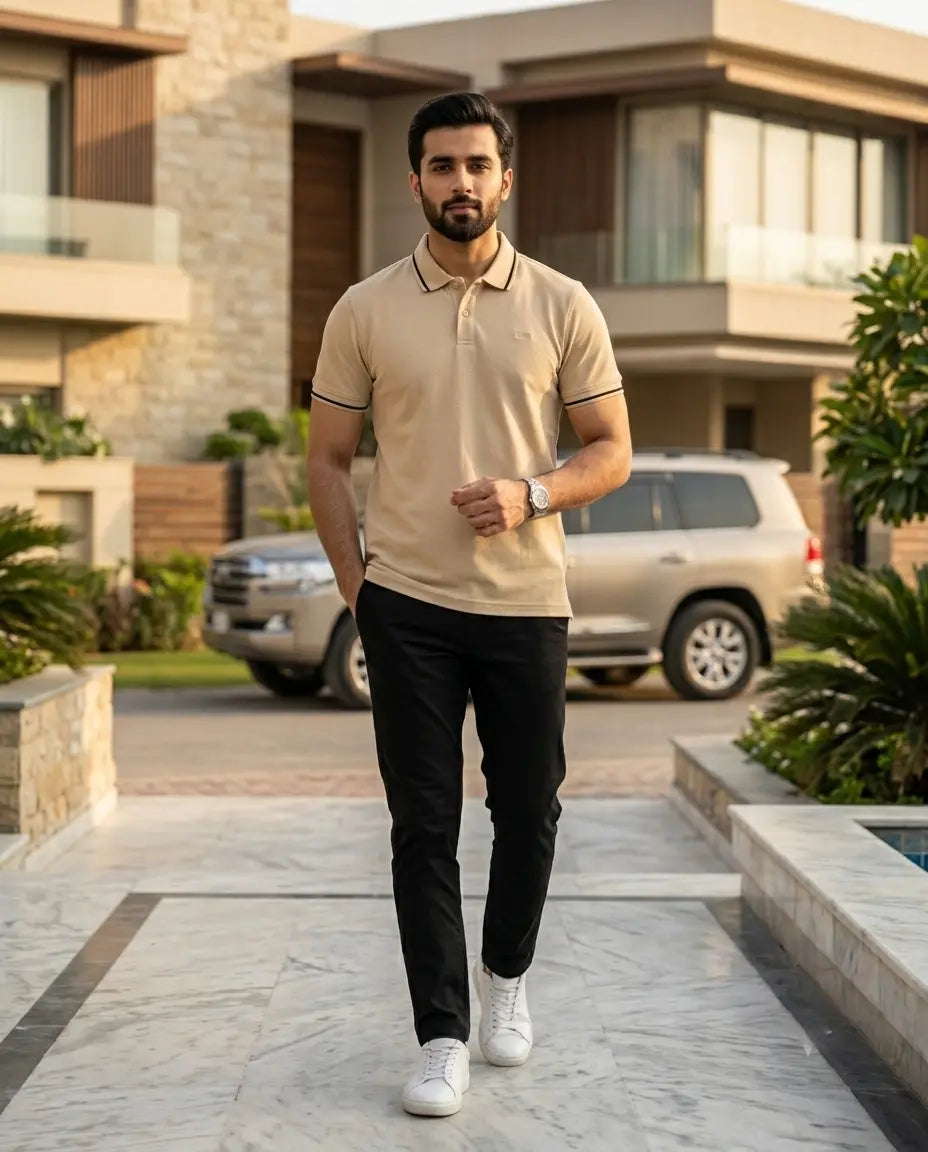Premium Men’s Polo T-Shirt in Pakistan – Smart Casual Style (beige)