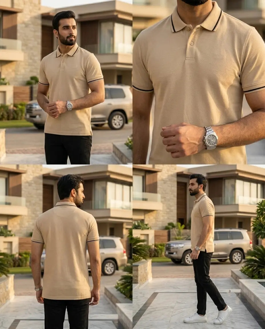 Premium Men’s Polo T-Shirt in Pakistan – Smart Casual Style (beige)