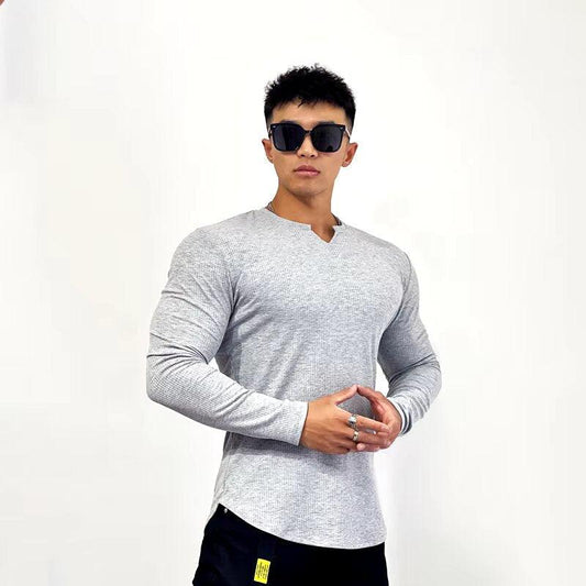 Cotton Knitted Long Sleeves T-Shirt Hazel Grey