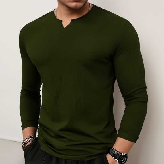 Cotton Knitted Long Sleeves T-Shirt - Premium waffle knitted t-shirt from The Divine Shop - Just Rs.1399! Shop now at The Divine Shop