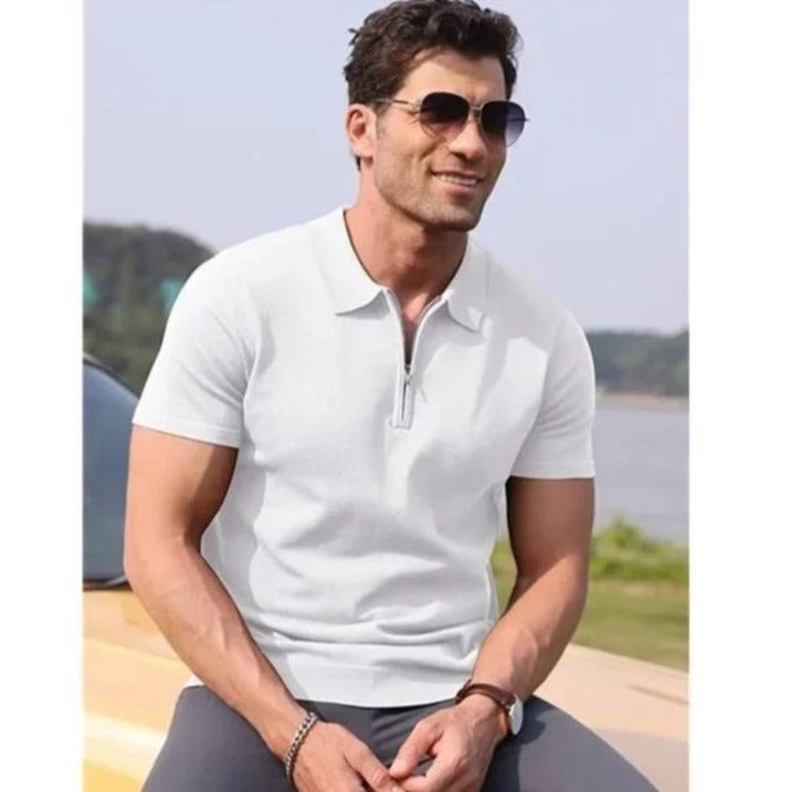 White Zipper Polo T-Shirts