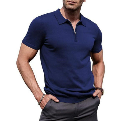 Navy Blue Zipper Polo T-Shirts