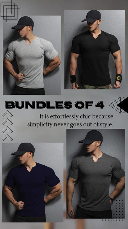 BUNDLES OF 4 KNITTED TEES - Premium waffle knitted t-shirt from The Divine Shop - Just Rs.3199! Shop now at The Divine Shop