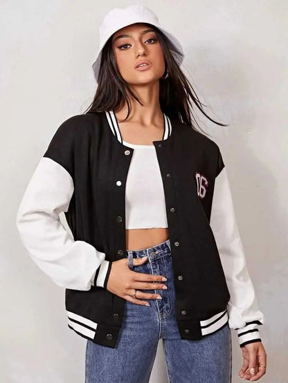 Women's Button Down Baseball Varsity Bomber Jacket 06 - Premium Baseball Jacket from The Divine Shop - Just Rs.1999! Shop now at The Divine Shop