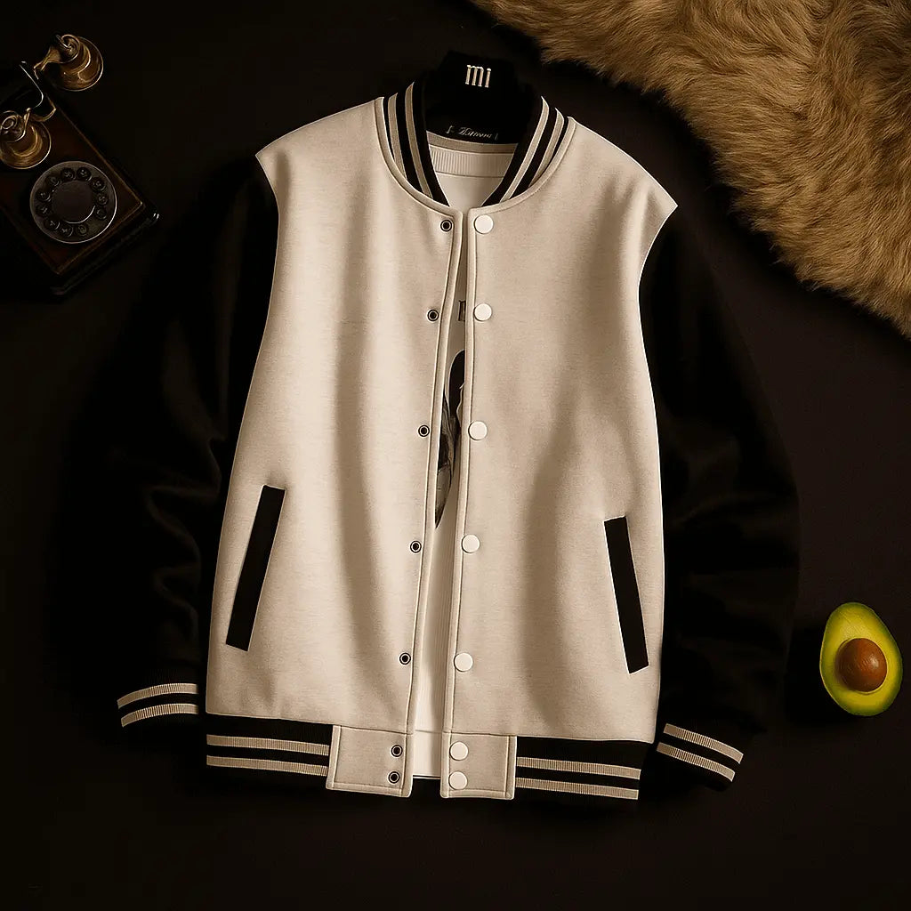 Zero Grey Baseball Jacket With Black Sleeves - Premium Baseball Jacket from The Divine Shop - Just Rs.2299! Shop now at The Divine Shop