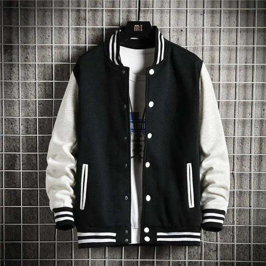 Baseball Jacket Black and White - The Divine Shop