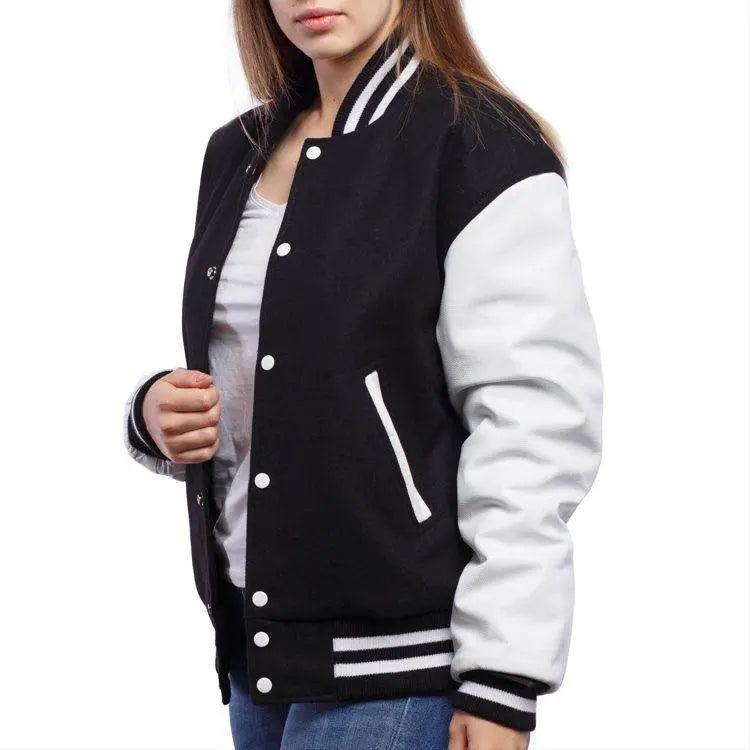 Baseball Jacket Black and White Women - Premium Baseball Jacket from The Divine Shop - Just Rs.1999! Shop now at The Divine Shop