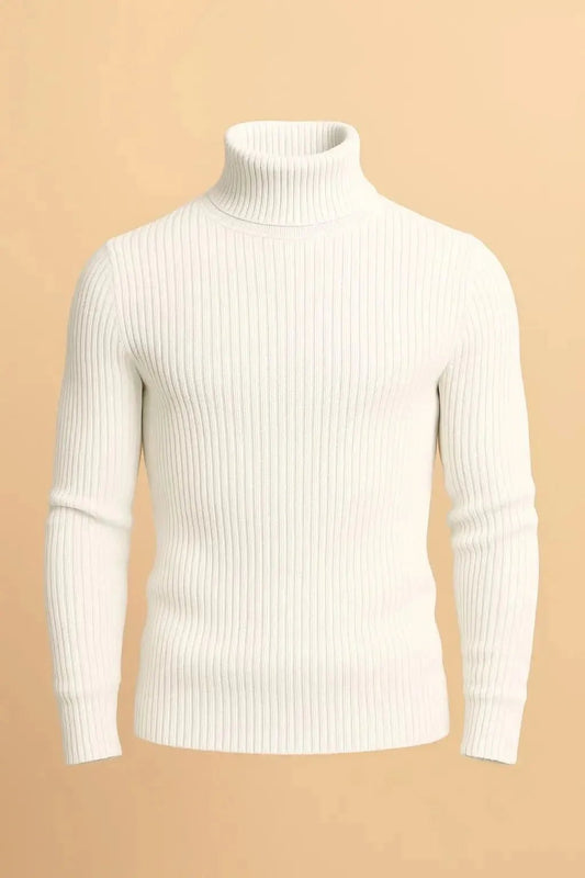 Basic white high neck turtleneck sweater - The Divine Shop