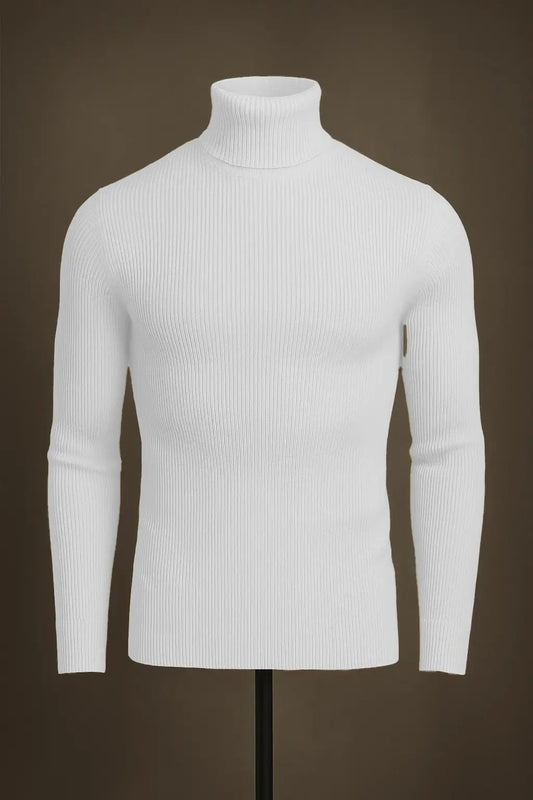 Basic white high neck turtleneck sweater - The Divine Shop