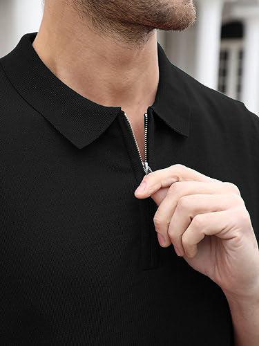 Black Zipper Polo T-Shirts - The Divine Shop