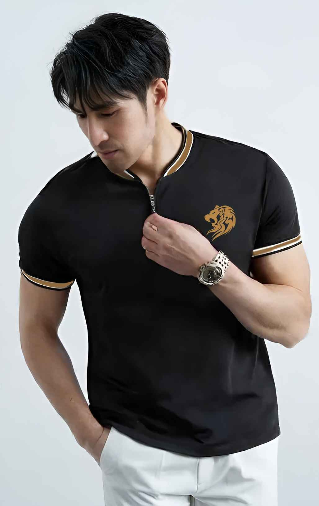 Men's polo shirts tiger smoked polo neck - Premium Polo T-Shirt from The Divine Shop - Just Rs.2199! Shop now at The Divine Shop