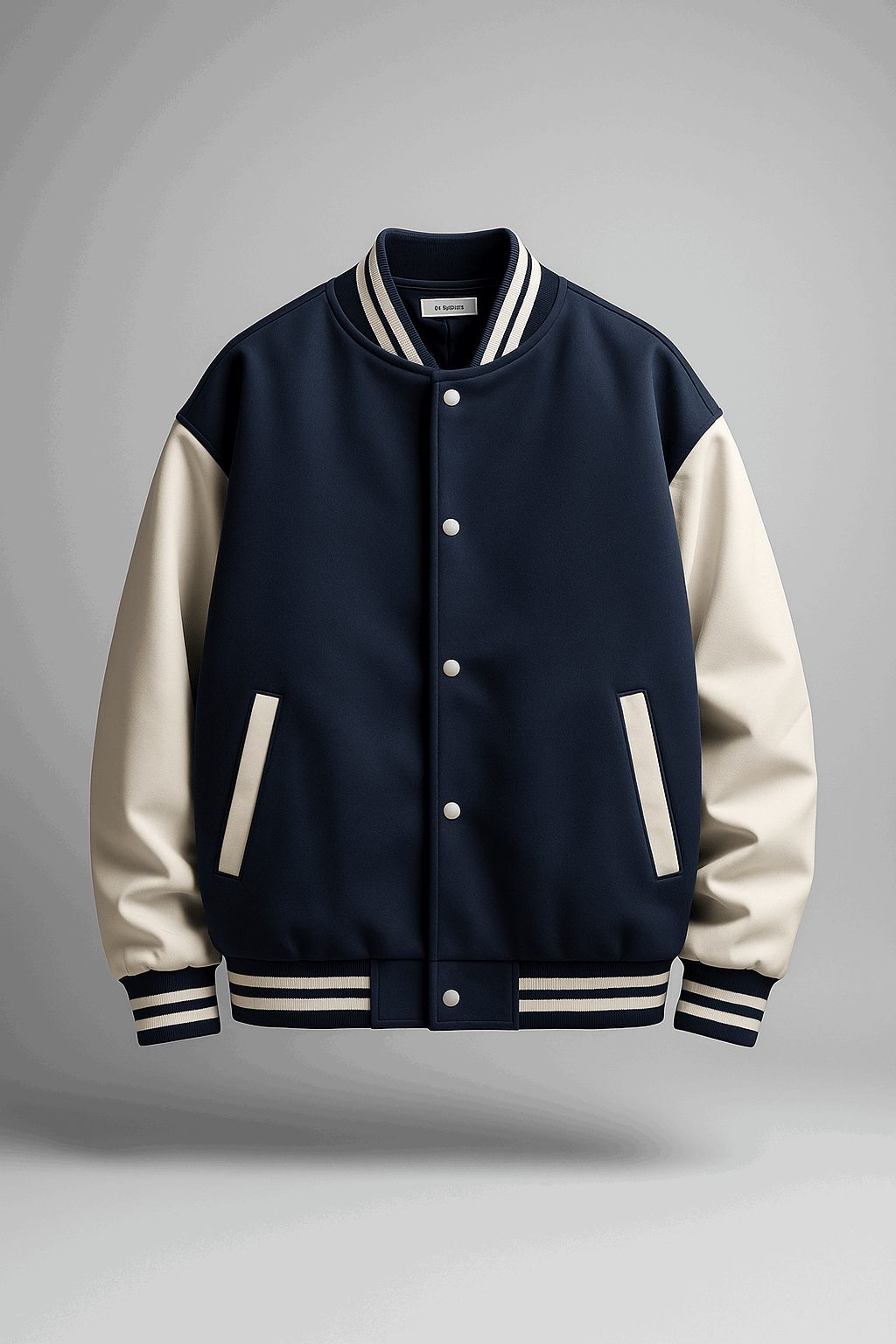 Blue and white baseball varsity jacket divine shop - Premium Baseball Jacket from The Divine Shop - Just Rs.2999! Shop now at The Divine Shop