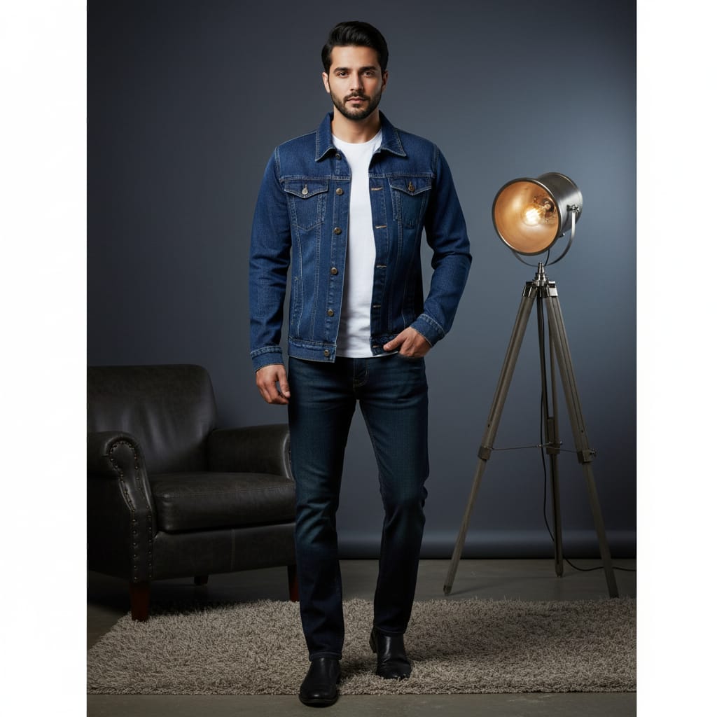 Blue denim jacket export quality - The Divine Shop