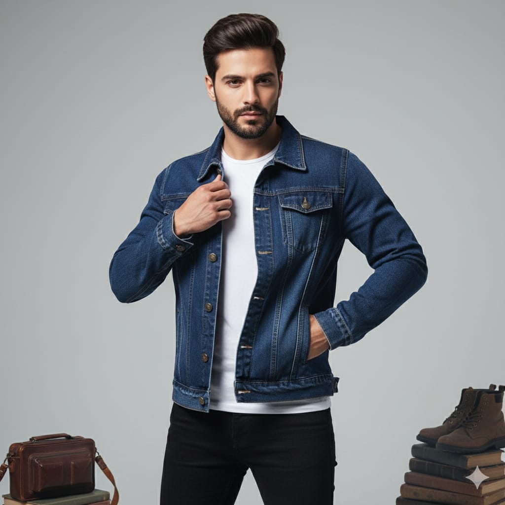 Blue denim jacket export quality - The Divine Shop