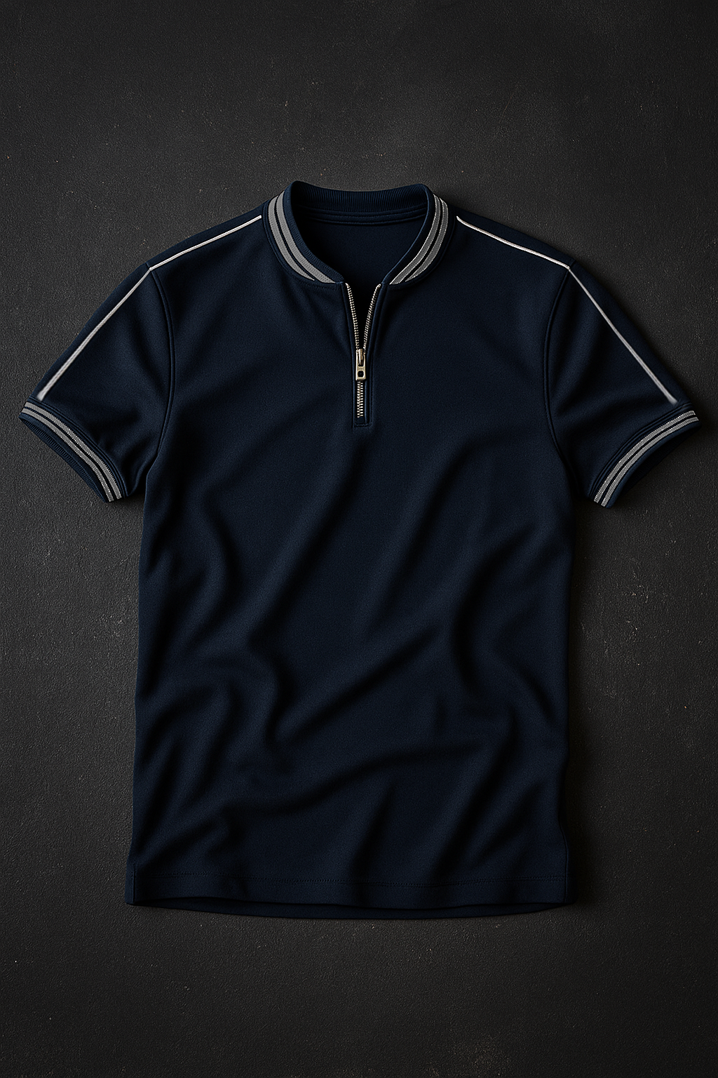 Navy madmext smoked polo neck shirt