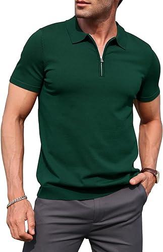 Bottle Green Zipper Polo T-Shirts - The Divine Shop