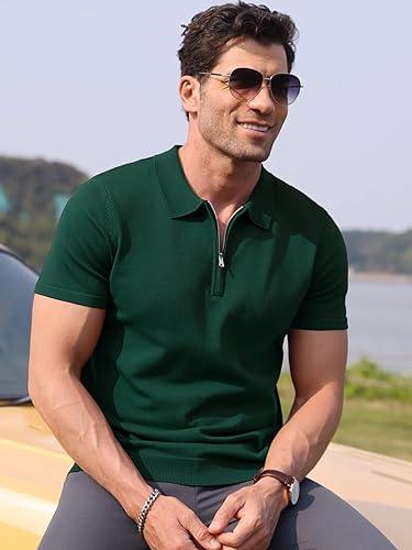 Bottle Green Zipper Polo T-Shirts - The Divine Shop