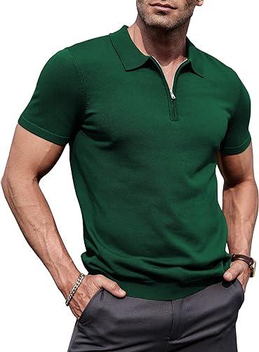 Bottle Green Zipper Polo T-Shirts - The Divine Shop