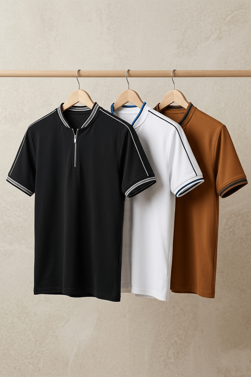 Bundle of 3 Men's Zipper Polo smoked style - The Divine Shop