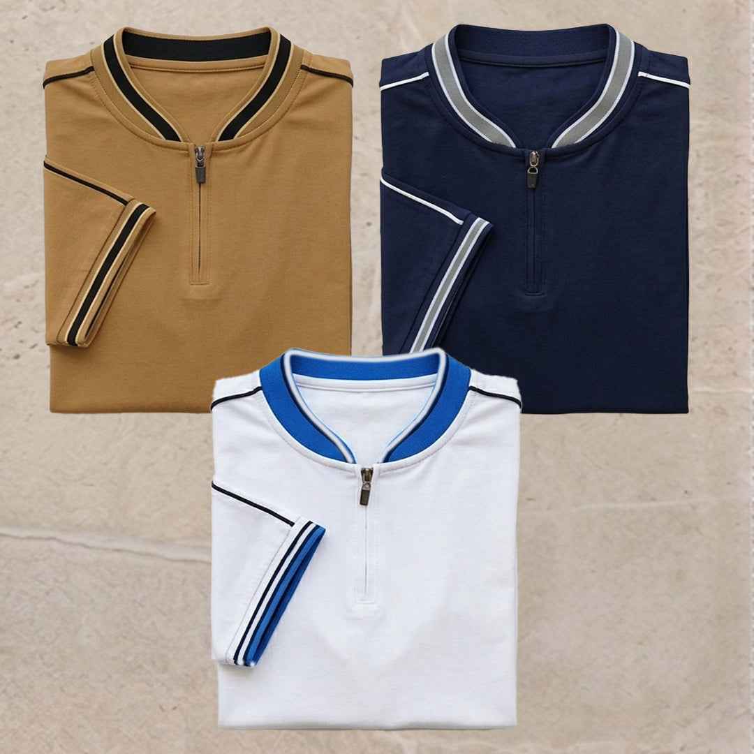 Bundle of 3 Men's Zipper Polo smoked style - The Divine Shop