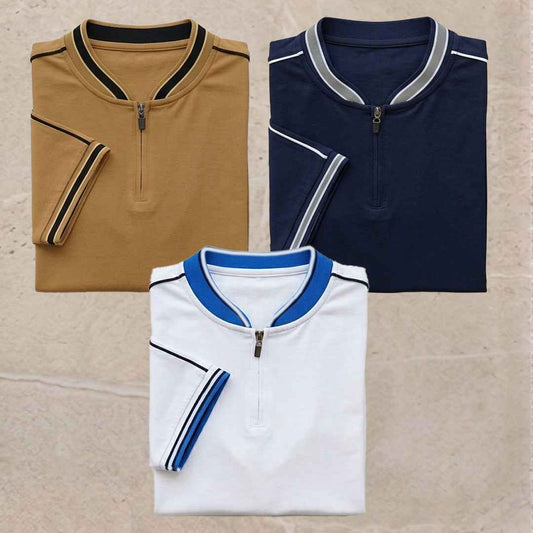 Bundle of 3 Men's Zipper Polo smoked style - The Divine Shop