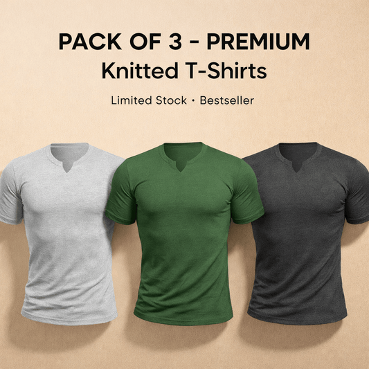 Bundles of 3 Mens fitted v neck knitted tees - The Divine Shop