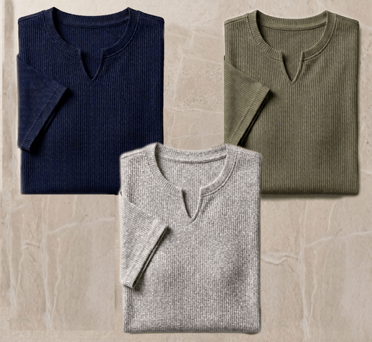 Bundles of 3 Mens fitted v neck knitted tees - The Divine Shop