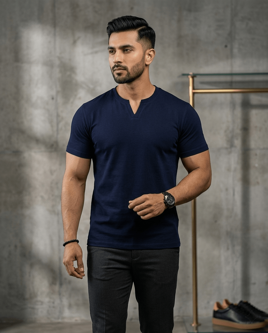 Bundles of 3 Mens fitted v neck knitted tees - The Divine Shop