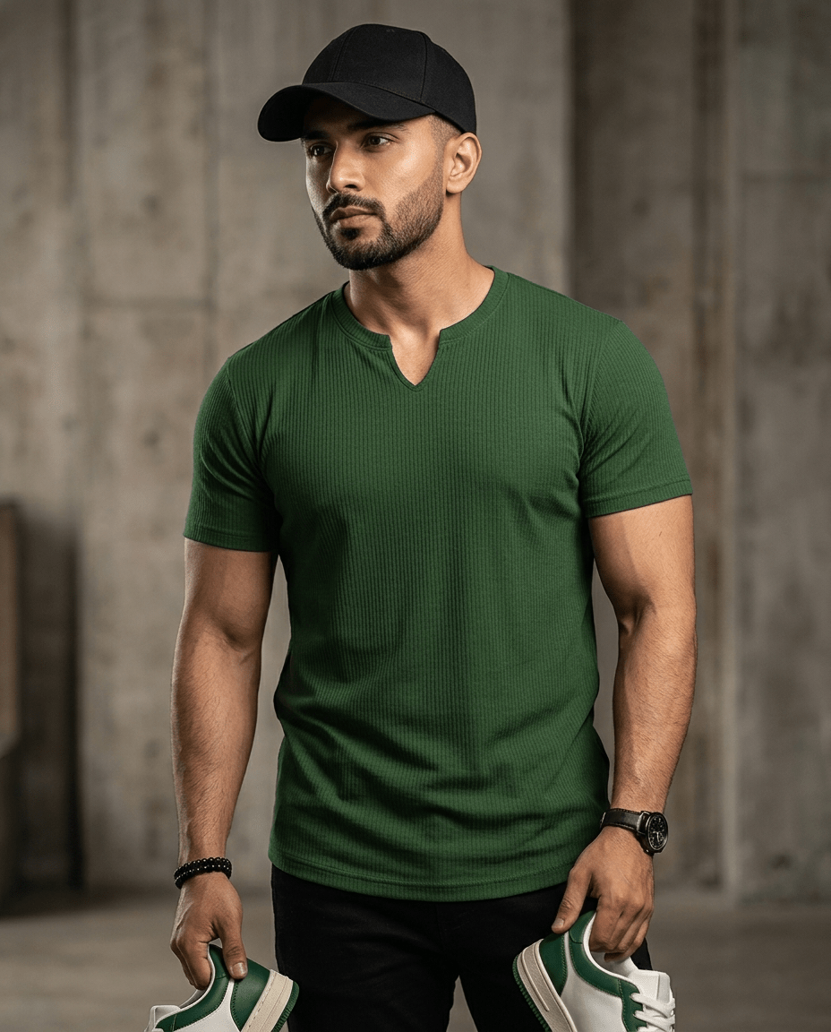 Bundles of 3 Mens fitted v neck knitted tees - The Divine Shop