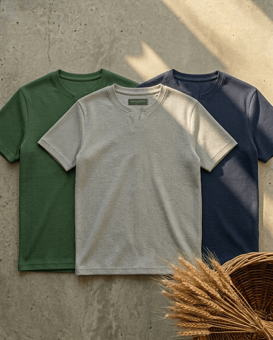 Bundles of 3 Mens fitted v neck knitted tees - The Divine Shop