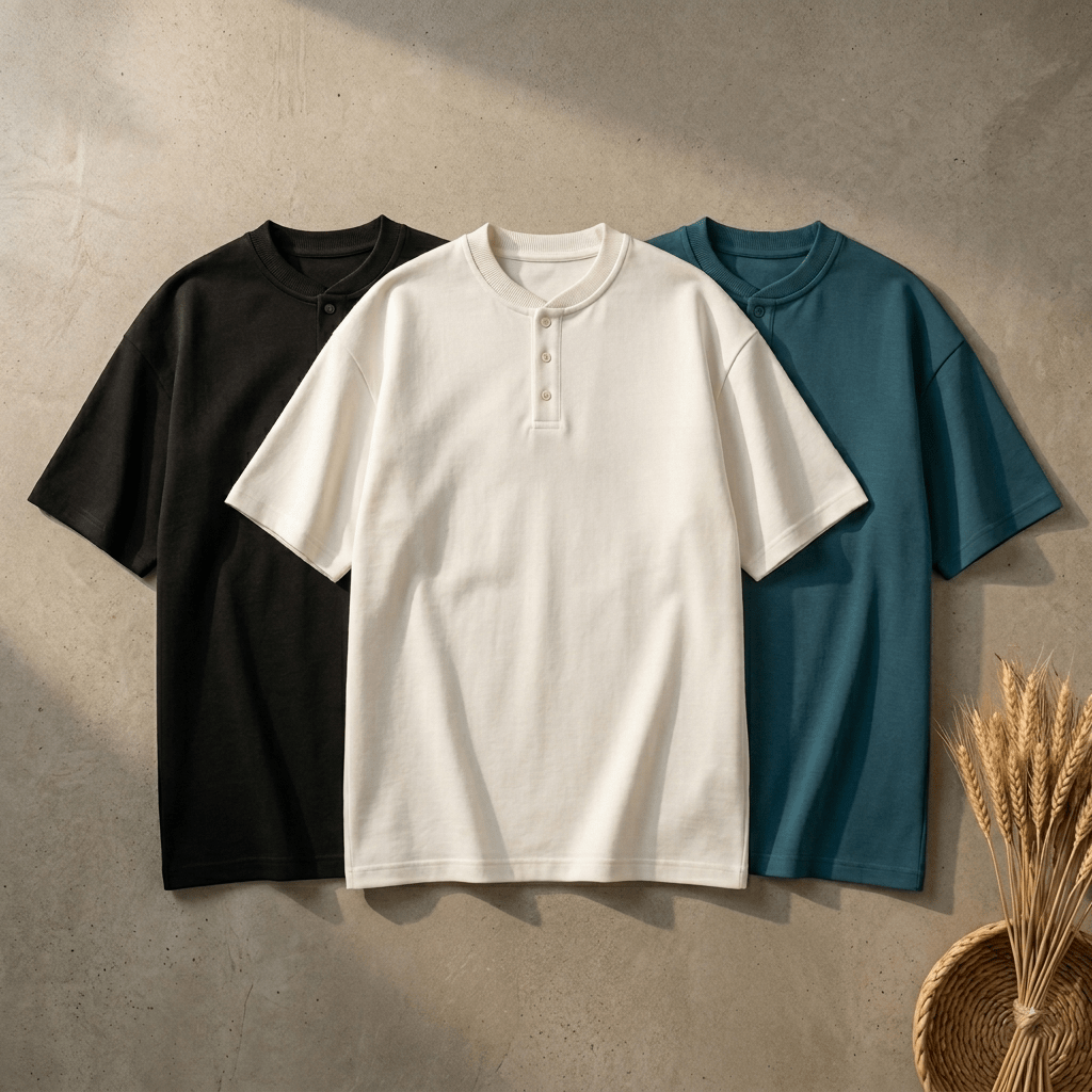 Bundles of 3 –Men’s Slim Fit Henley T-Shirt - The Divine Shop