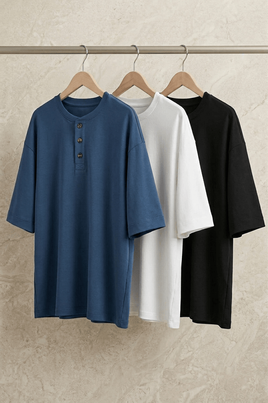 Bundles of 3 –Men’s Slim Fit Henley T-Shirt - The Divine Shop