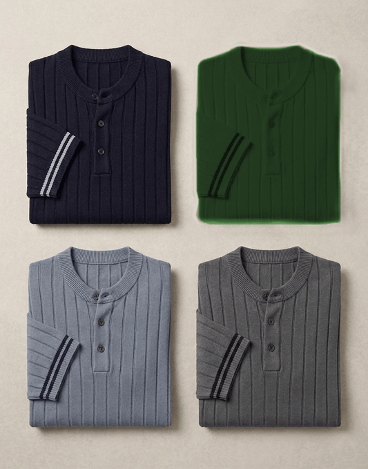 Bundles of 4 –Men’s Oversize Ribbed Henley T-Shirt - The Divine Shop