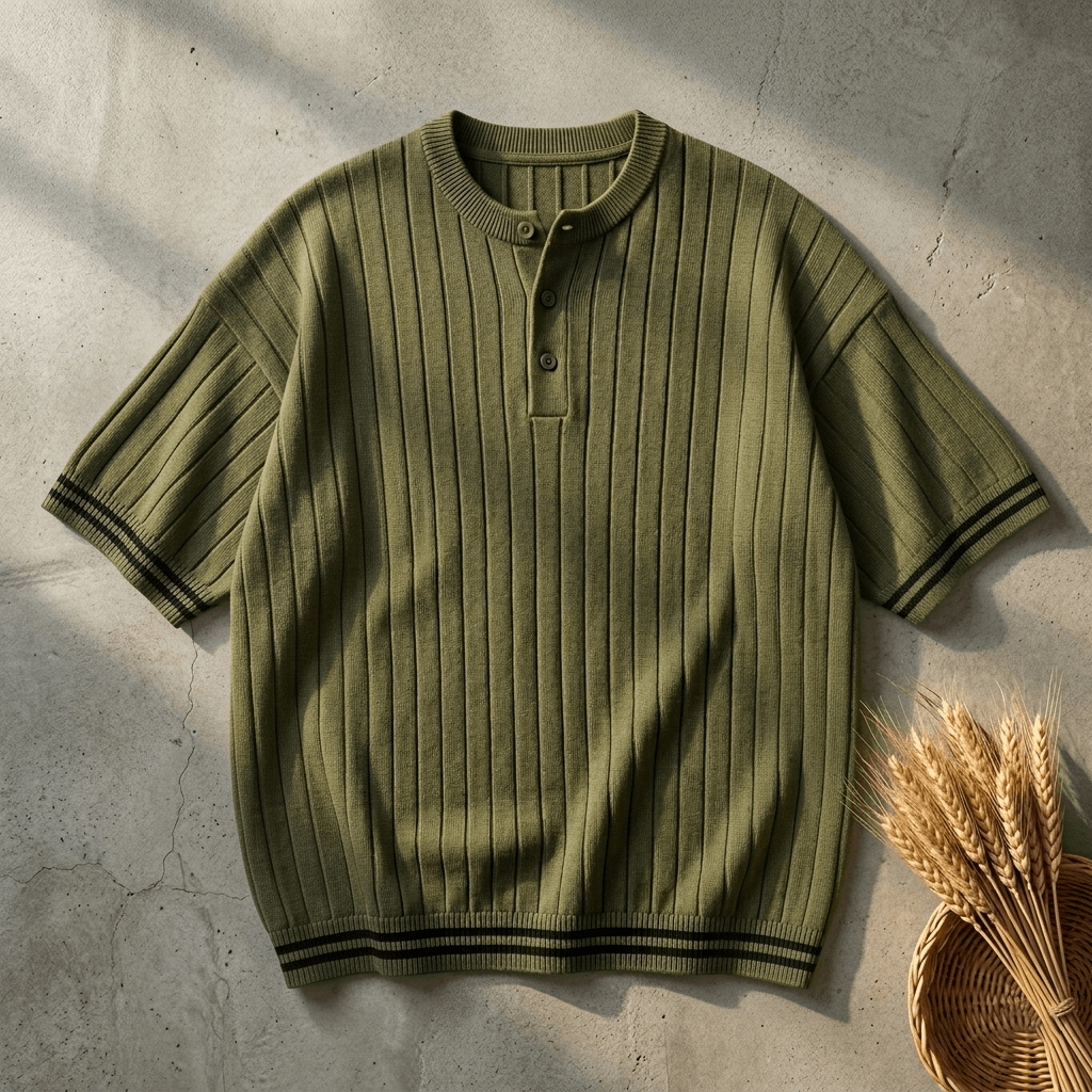 Bundles of 4 –Men’s Oversize Ribbed Henley T-Shirt - The Divine Shop