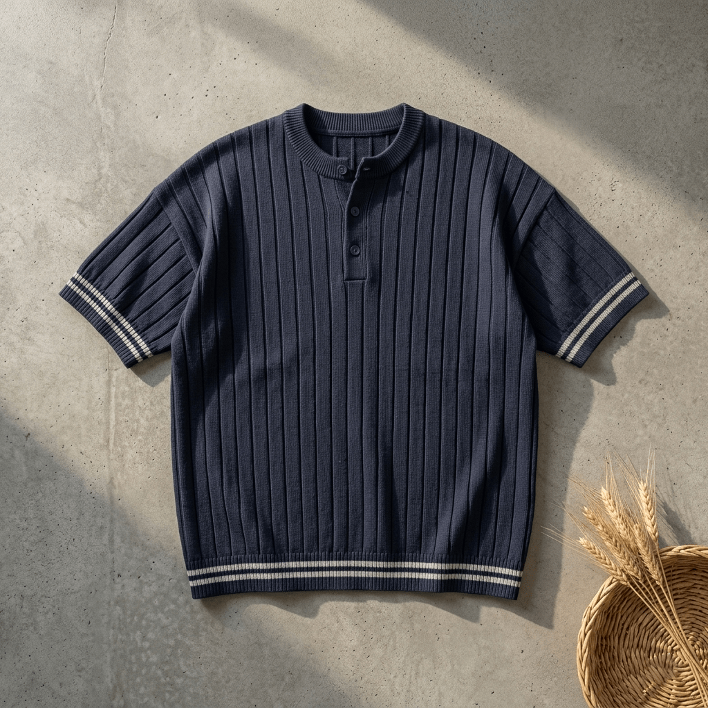 Bundles of 4 –Men’s Oversize Ribbed Henley T-Shirt - The Divine Shop