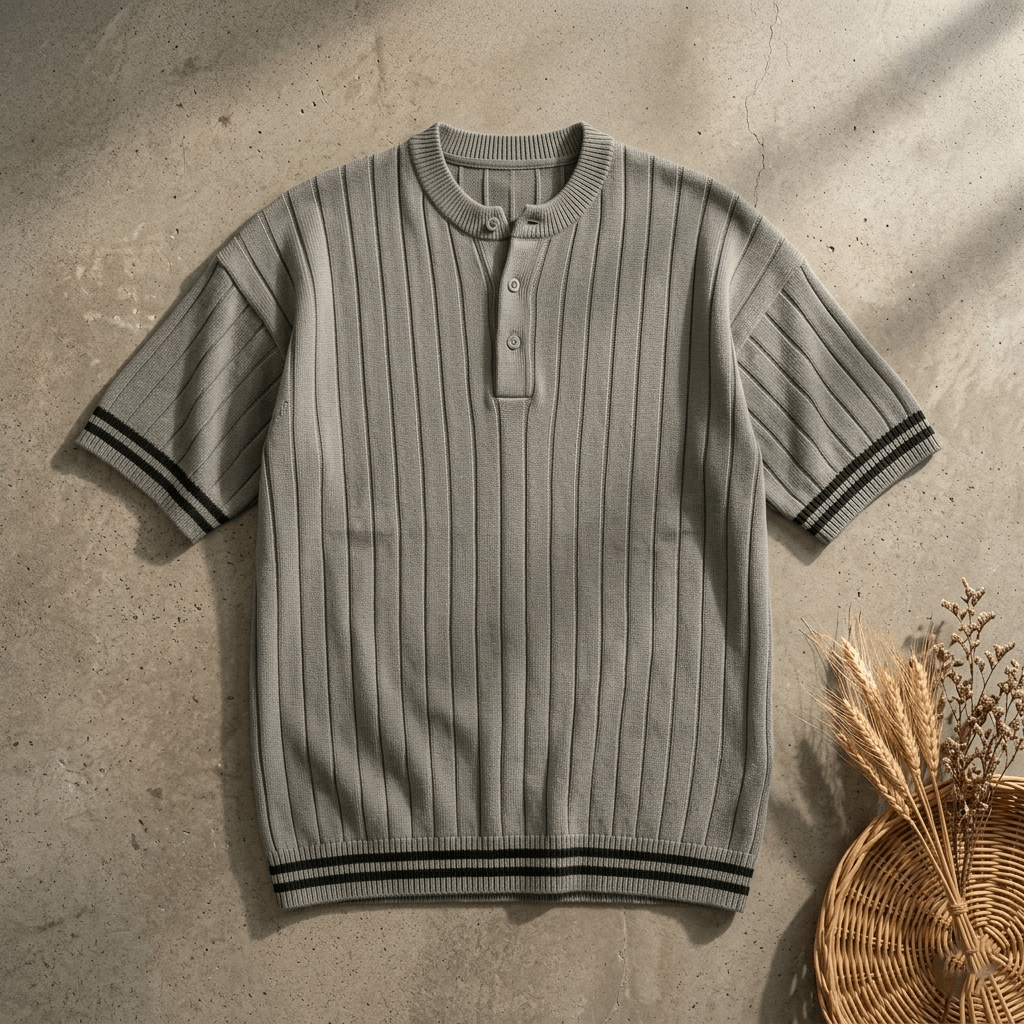 Bundles of 4 –Men’s Oversize Ribbed Henley T-Shirt - The Divine Shop