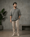 Bundles of 4 –Men’s Oversize Ribbed Henley T-Shirt - The Divine Shop
