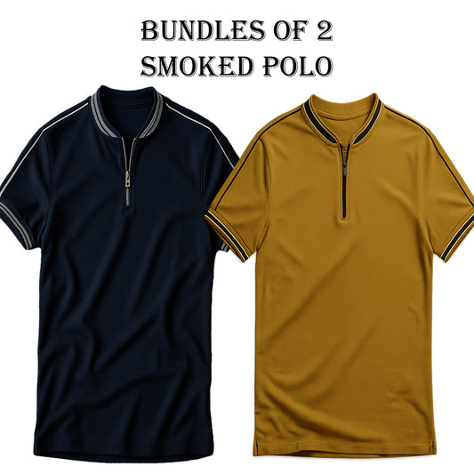 Bundles of 2 Smoked Polo (Navy Blue & Camel Brown)