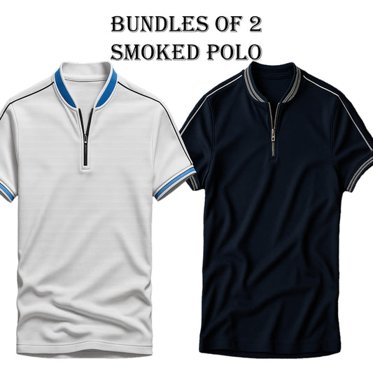 Bundles of 2 Smoked Polo (Navy Blue & White)
