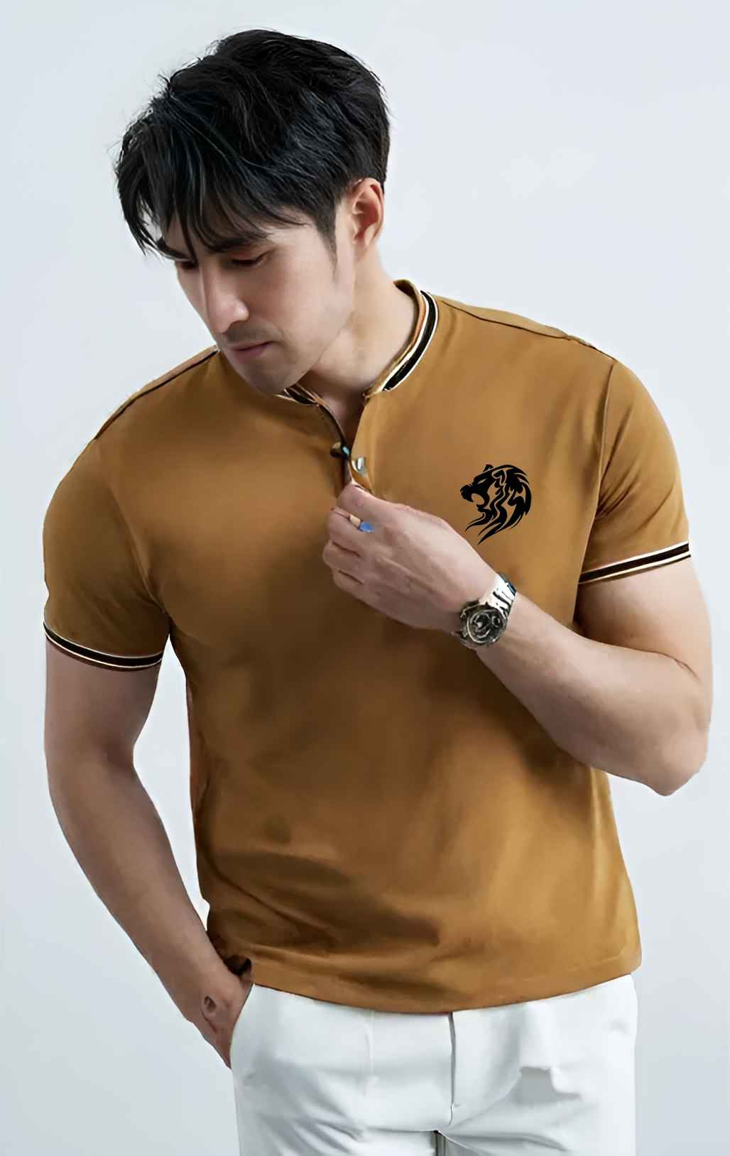 Men's polo shirts tiger smoked polo neck - Premium Polo T-Shirt from The Divine Shop - Just Rs.2199! Shop now at The Divine Shop