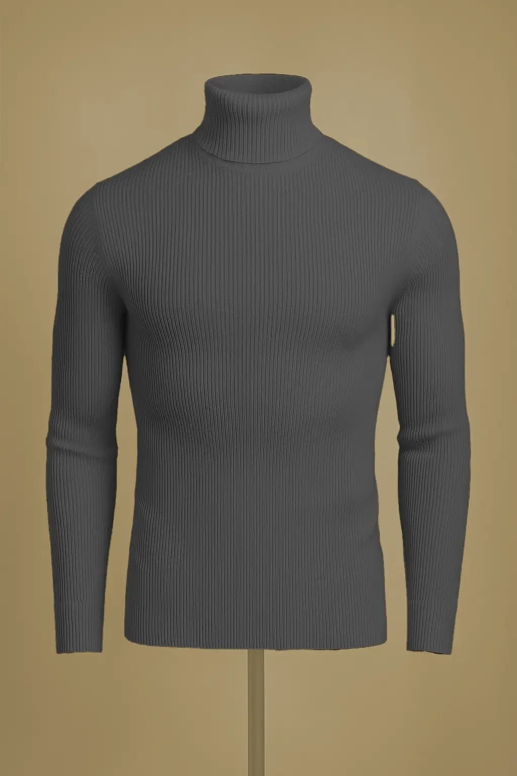 Charcoal Ribbed turtleneck sweater - Premium High Neck from My Store - Just Rs.1999! Shop now at The Divine Shop