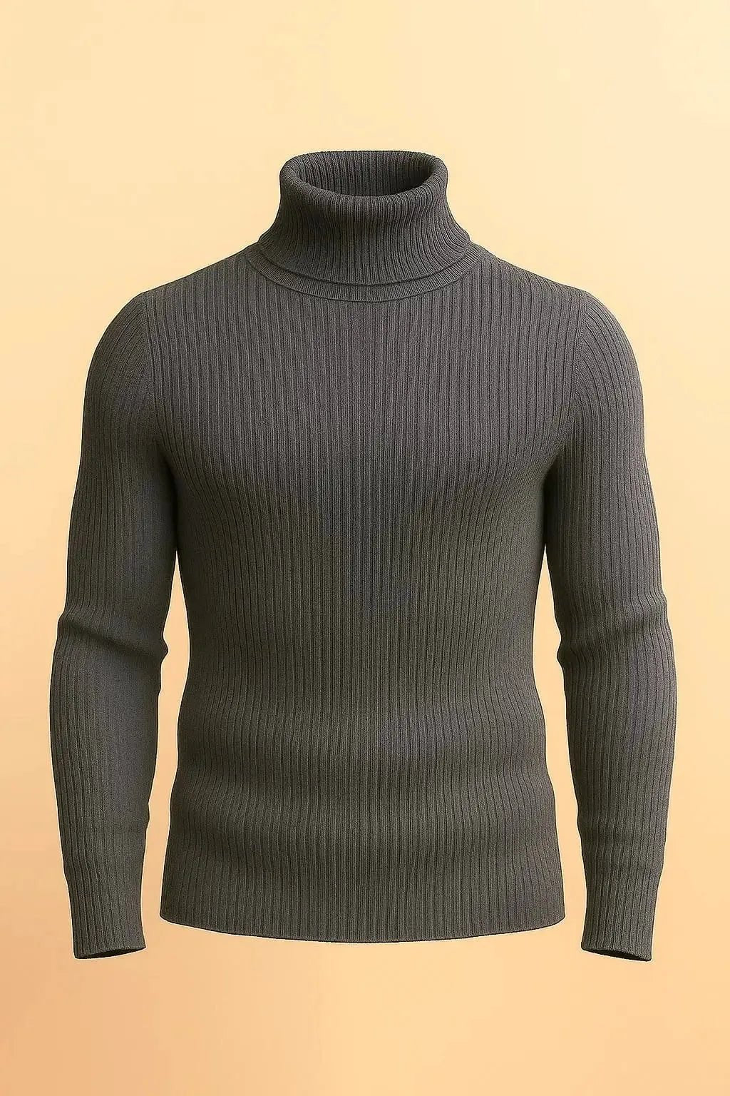 Charcoal Ribbed turtleneck sweater - Premium High Neck from My Store - Just Rs.1999! Shop now at The Divine Shop