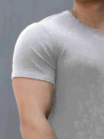 Cotton Knitted Half Sleeves T-Shirt Hazel Grey - The Divine Shop